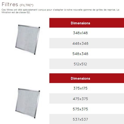 Filtre G2 prêt à installer pour grille de reprise gainable – Image 2