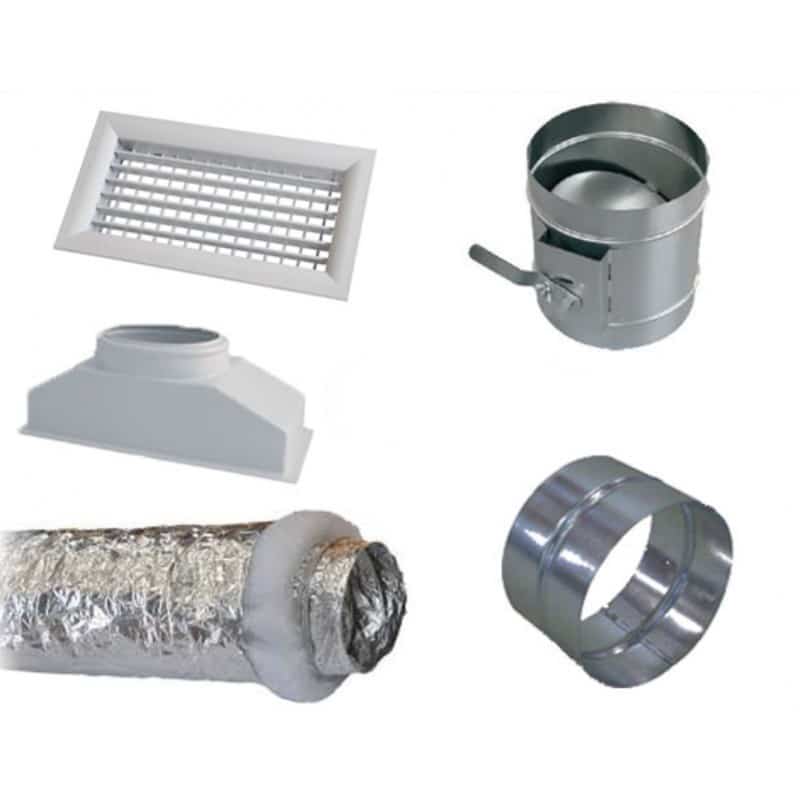 Ensemble Aéraulique Ø160 mm avec Gaine Ouate et Grille 300 × 150 mm
