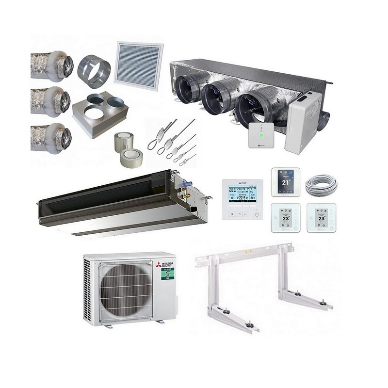 Pack Climatisation Gainable Mitsubishi 5 kW – 3 Zones – Système Airzone – Complet